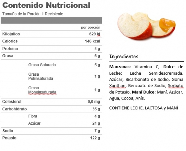 manzanas + manjar + mani acaramelado info